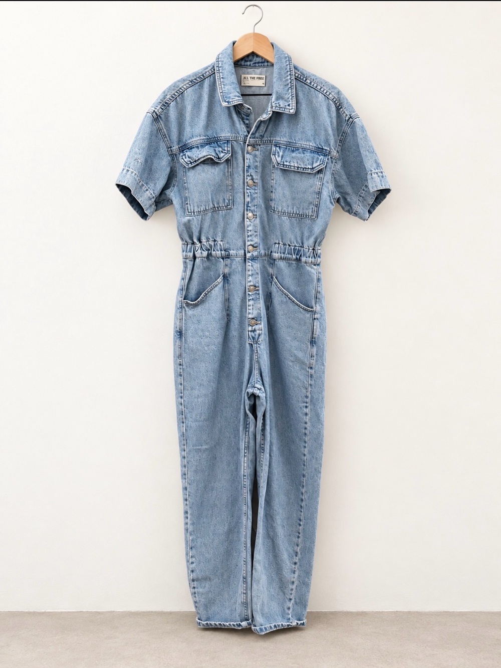 Free People Marci Denim Utility Jumpsuit - Light Blue